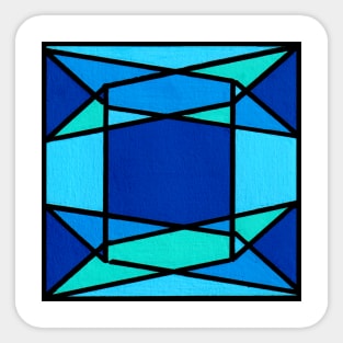 Blue Sapphire Geometric Abstract Acrylic Painting Sticker